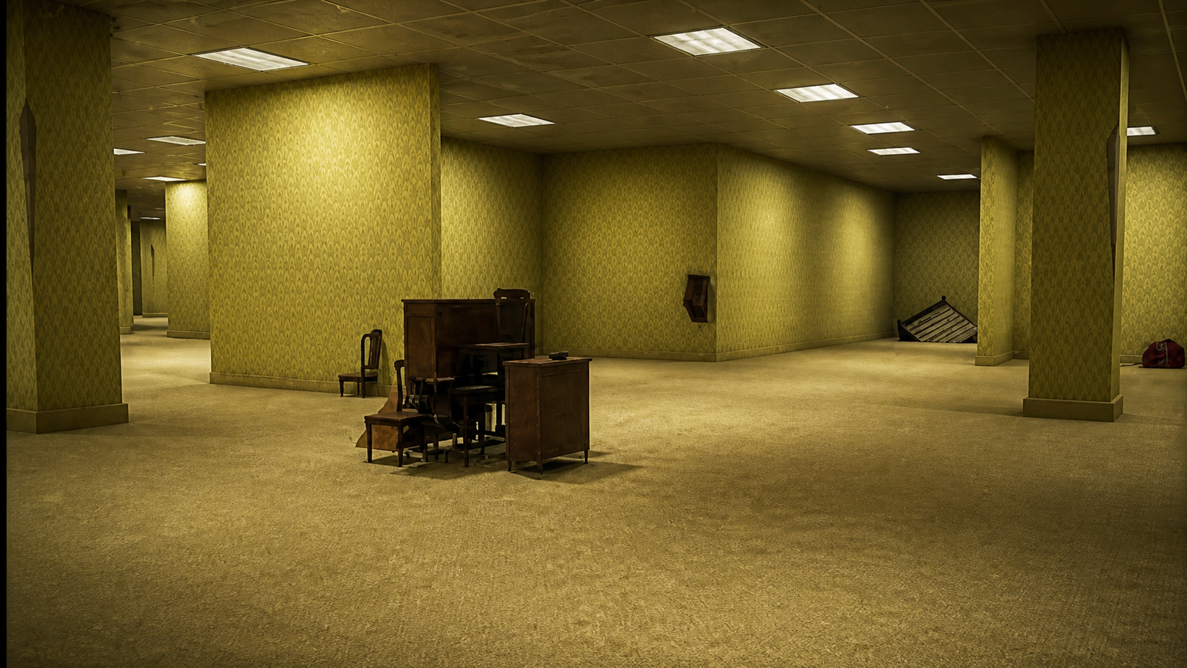 Verbesserte echte Spielszene des Backrooms Projekts